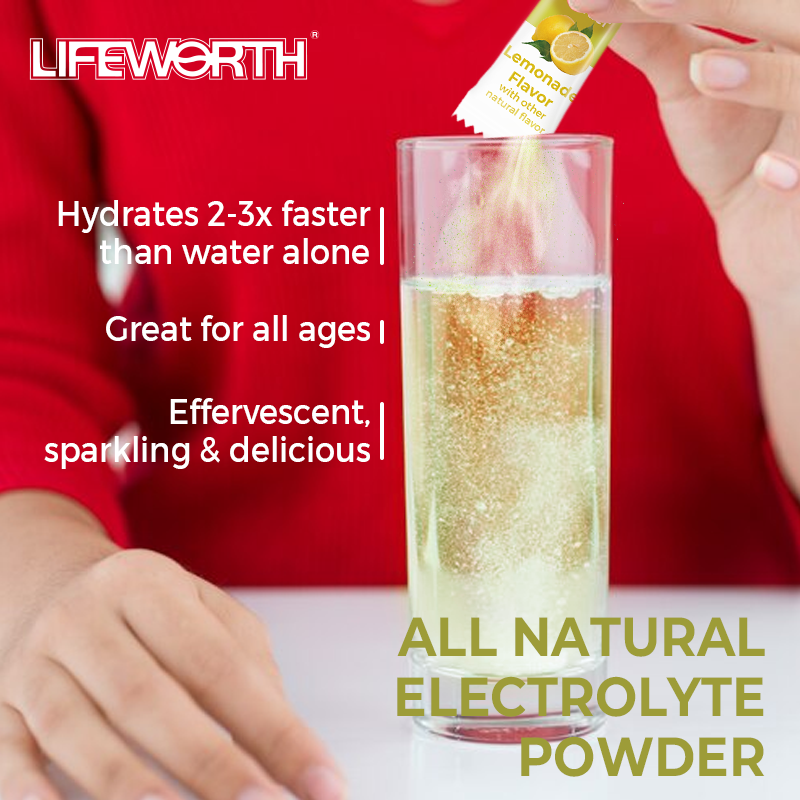 Lifeworth Effervescent Electrolytes Powder Sachets - 20 Flavoured Sticks - Rapid Rehydration - Prevent Dehydration - Achieve Optimal Hydration