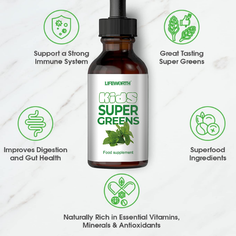 Lifeworth Blend Child Greens Spray - Children's Super Food Supplement with Vitamins, Minerals & Antioxidants | Junior Daily Nutrient Oral Spray for Kids' Health & Wellbeing | Mint Flavour